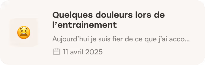 Écran app quelques douleurs lors de l'entrainement
