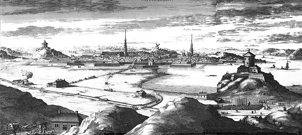 Göteborg på 1600-talet, kopparstick ur Suecia antiqua et hodierna