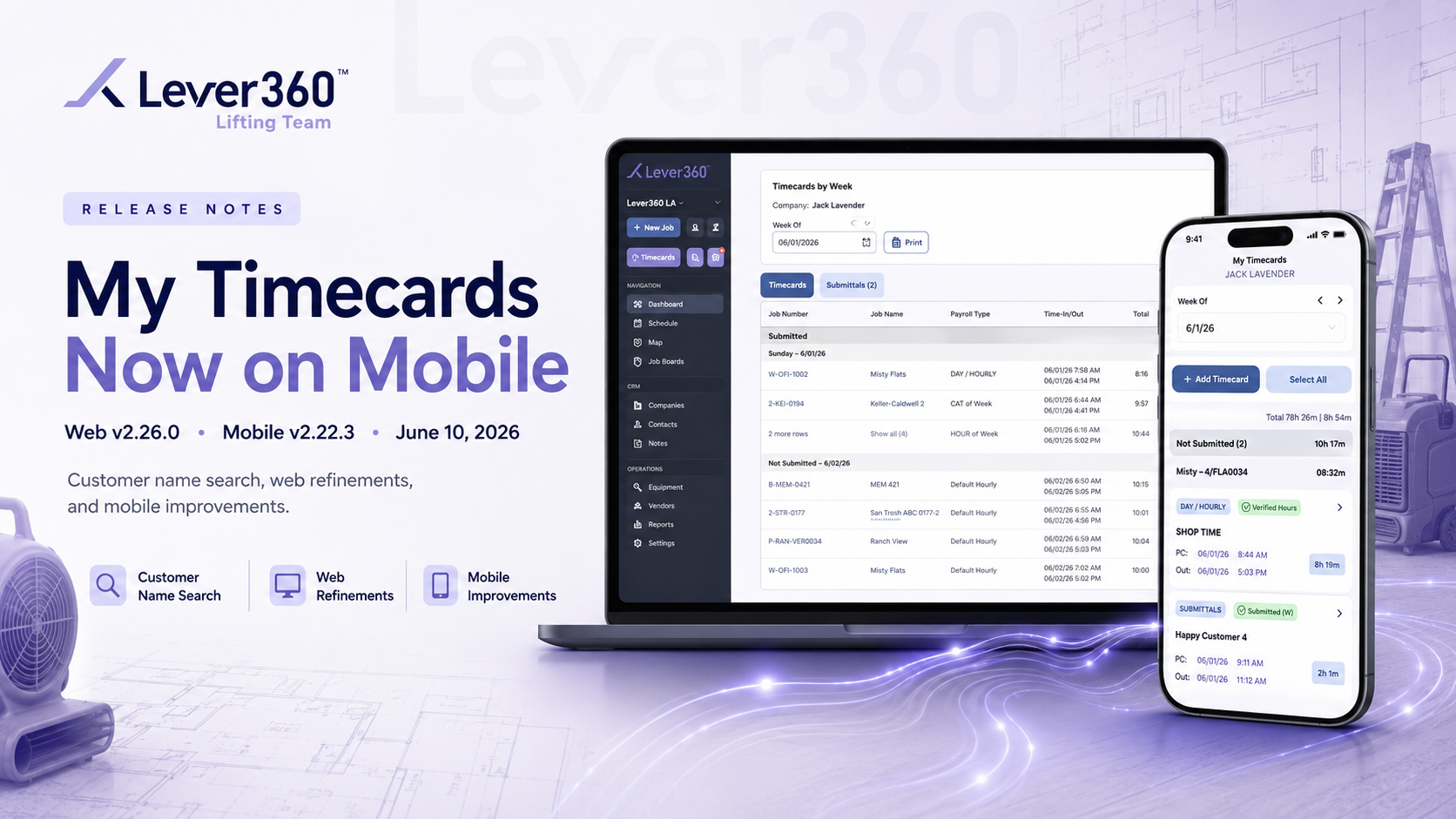 Lever360 New Releases & Developments – Version 2.26.0 (June 2026) | My Timecards Now Available on Mobile
