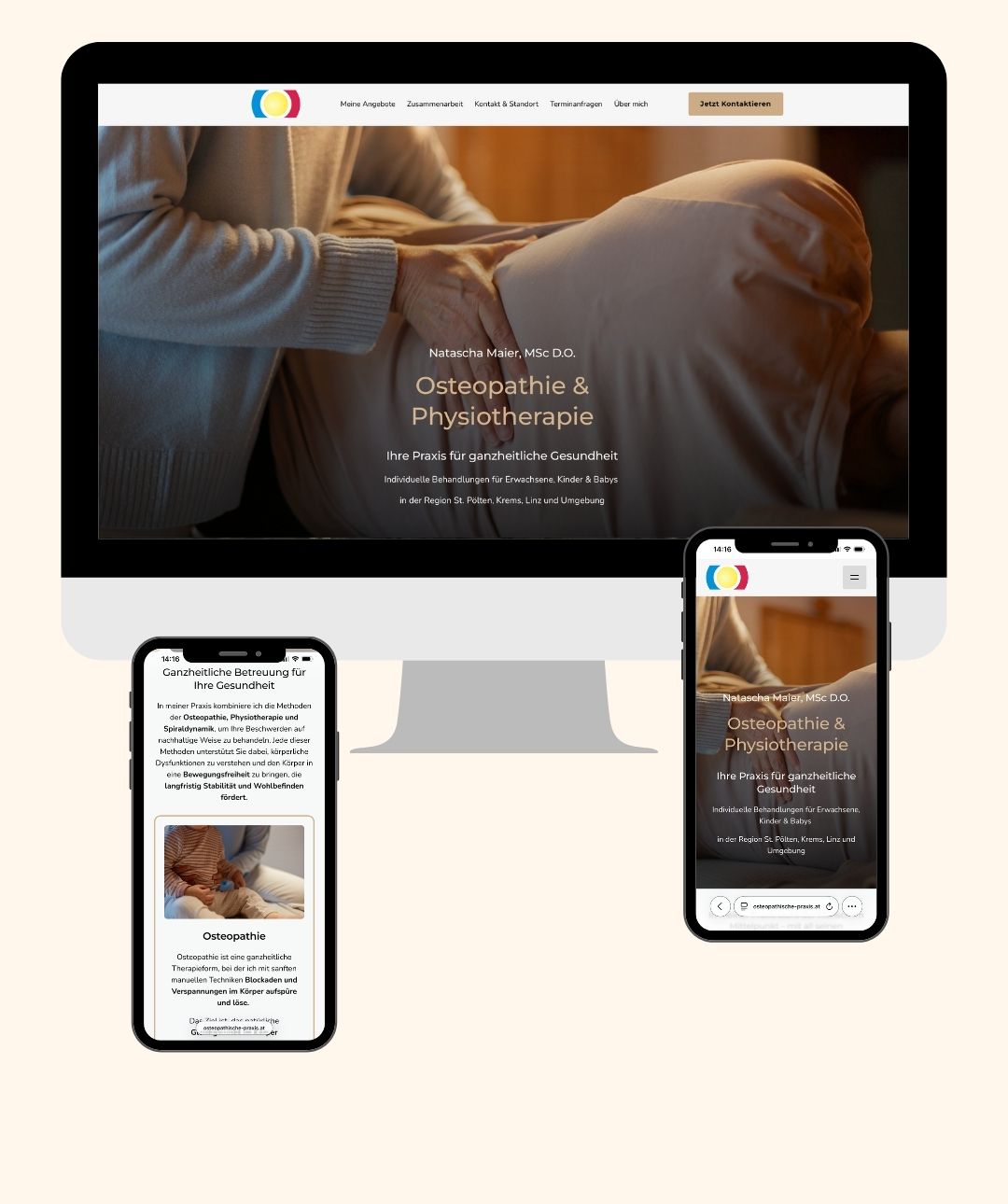 Website Design für eine Osteopathie- und Physiotherapie-Praxis in der Region St. Pölten und Krems