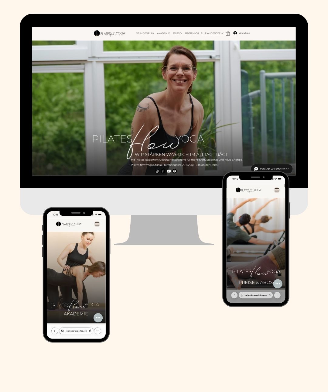 Website Redesign für Pilates Flow Yoga mit emotionaler Bildsprache und moderner Nutzerführung