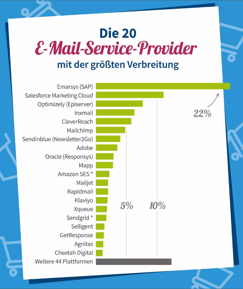 Marktanteile der E-Mail-Service-Provider im EHI Top 1.000 E-Commerce 2021