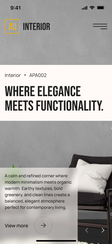AU Interior Website Mobile Screenshot
