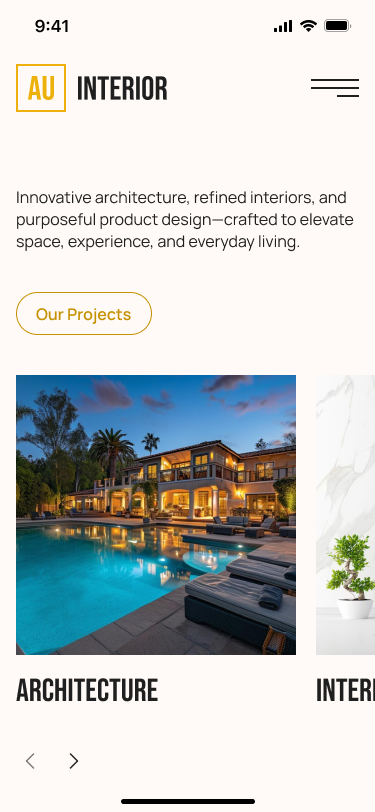 AU Interior Website Mobile Screenshot