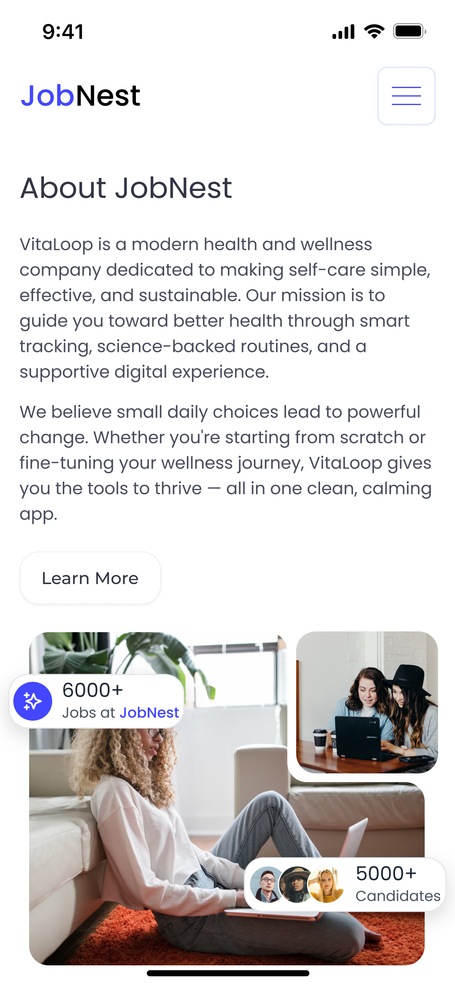 JobNest Website Mobile Screenshot