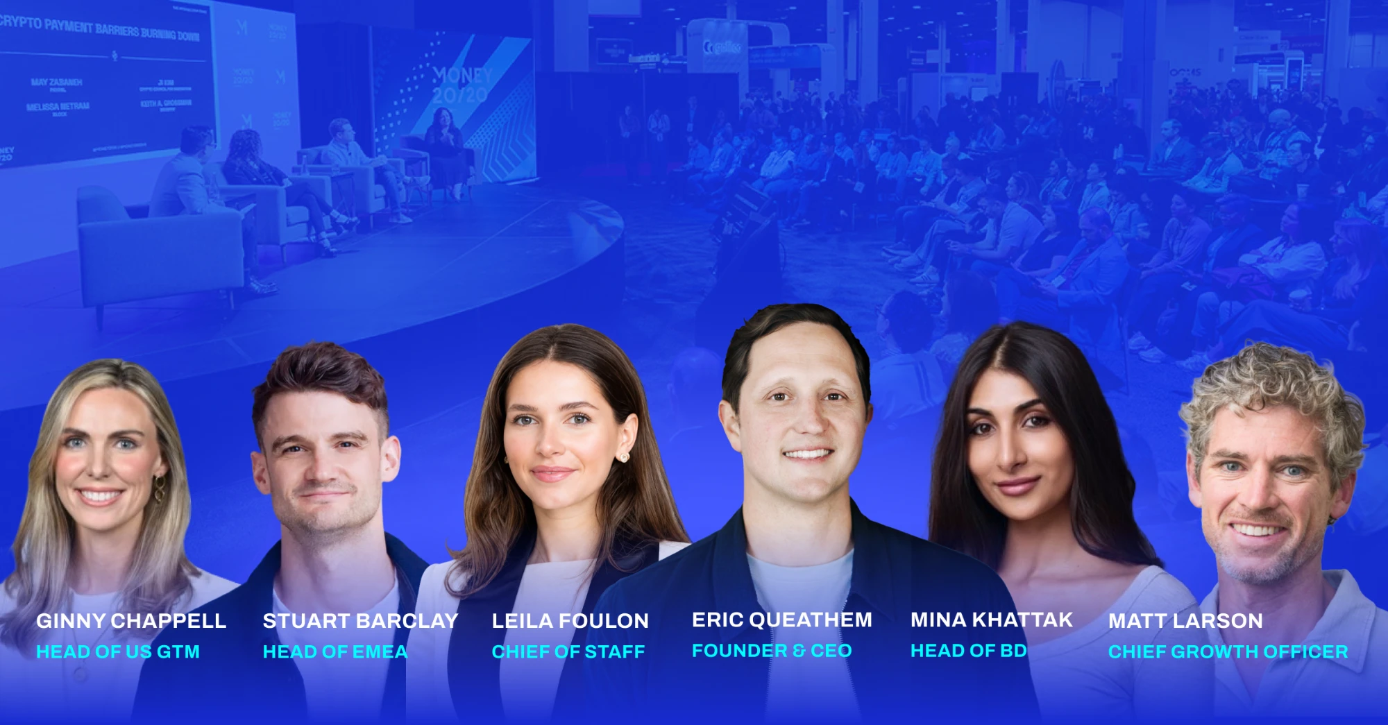 The Velocity team in Vegas: Ginny Chappell, Head of US GTM; Stuart Barclay, Head of EMEA; Leila Foulon, Chief of Staff; Eric Queathem, Founder & CEO; Mina Khattak, Head of BD; Matt Larson, Chief Growth Officer