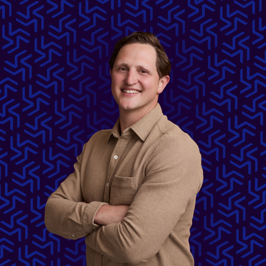 Profile photo example — pattern used as headshot background