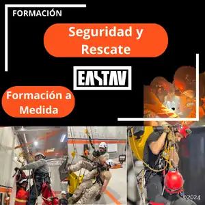 Firefighters training program poster with rescue operations and safety equipment