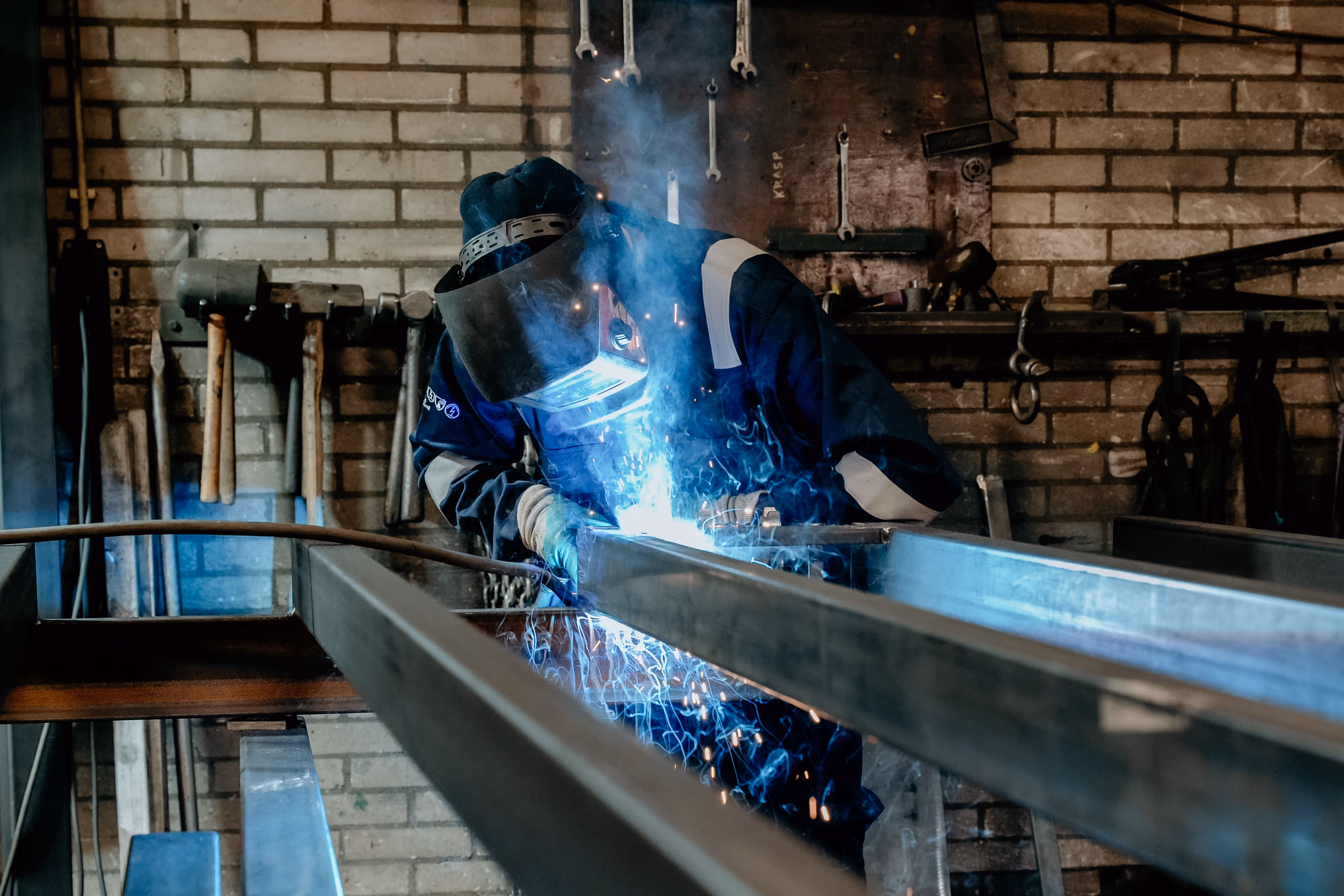 Welding work ie being done at Cargo Lift System