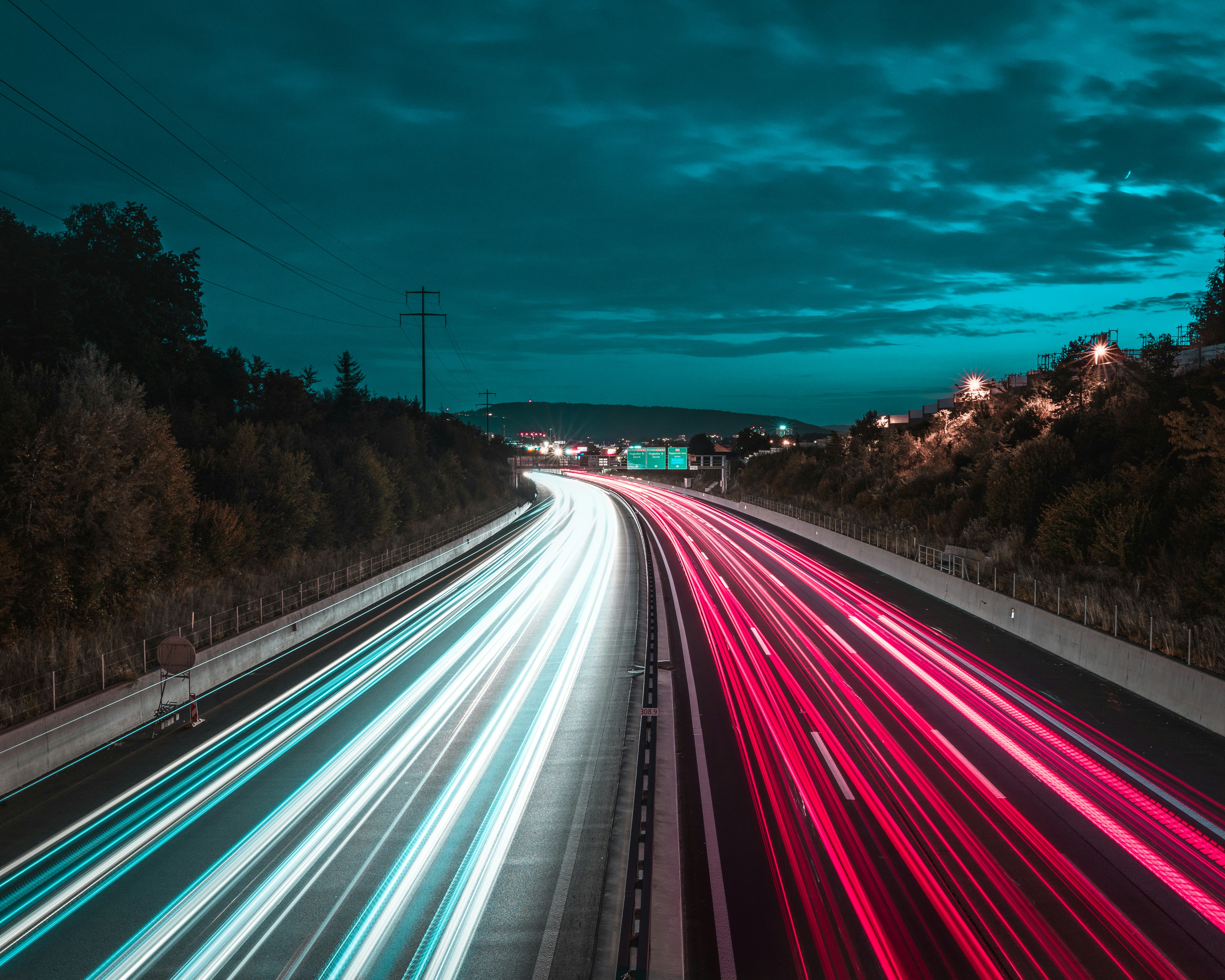 An highway by night with low exposure