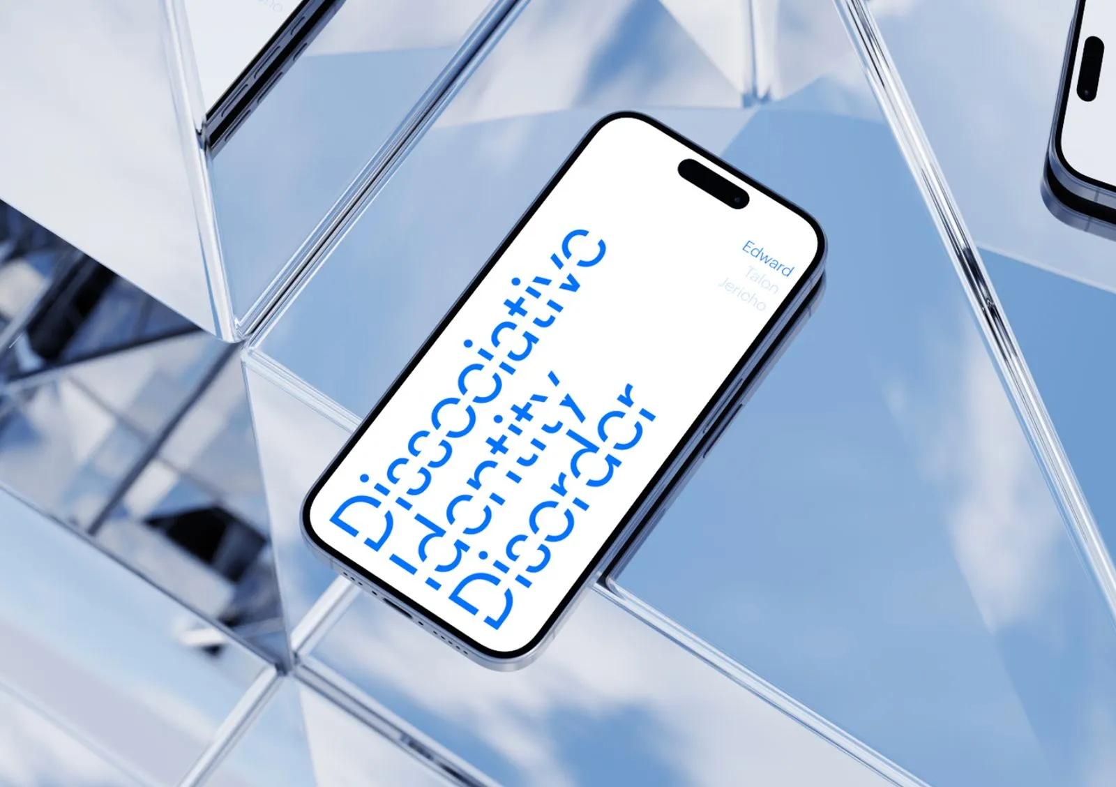 Mockup of a phone on mirrors.