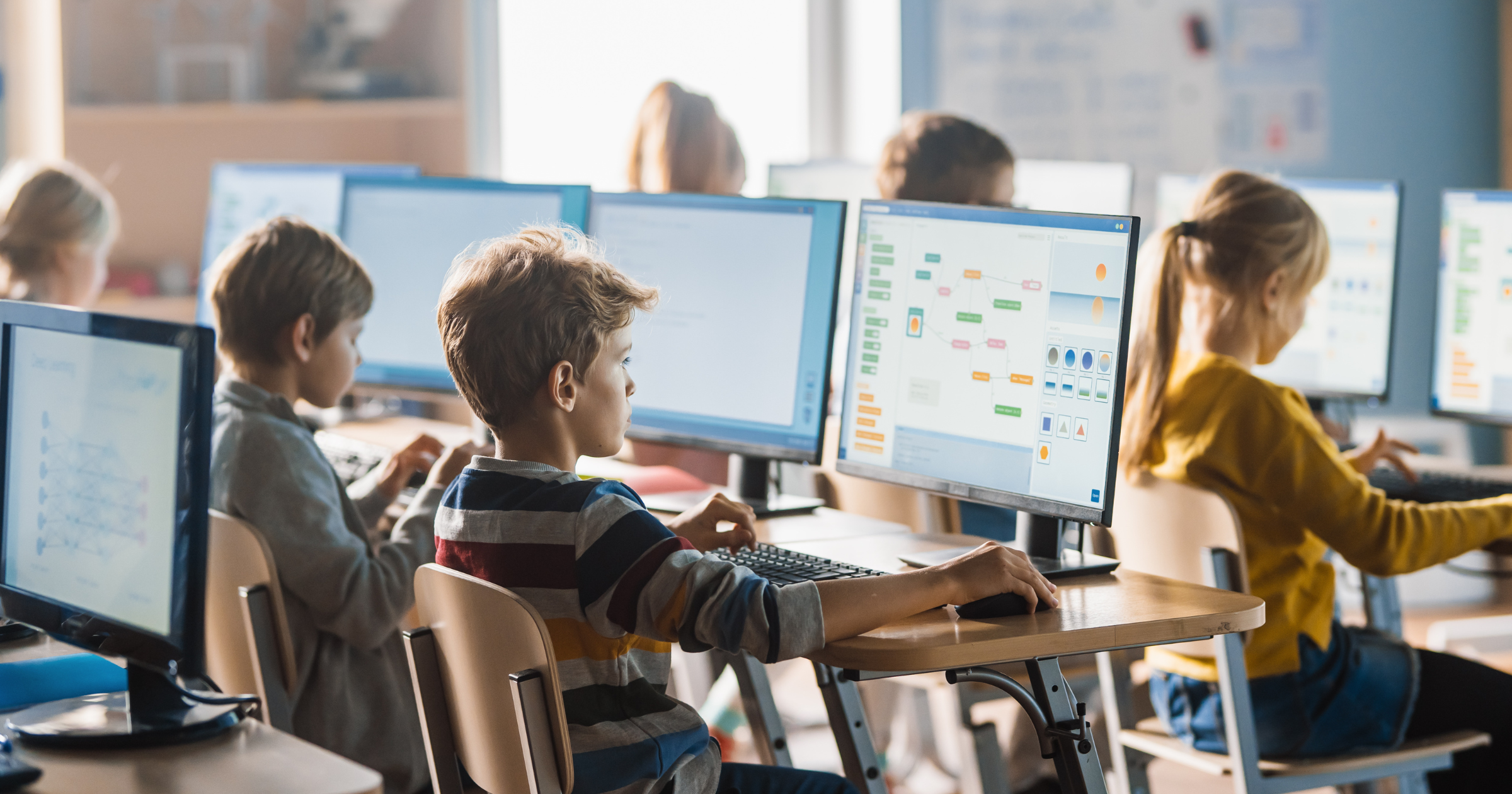 Students at school with computers