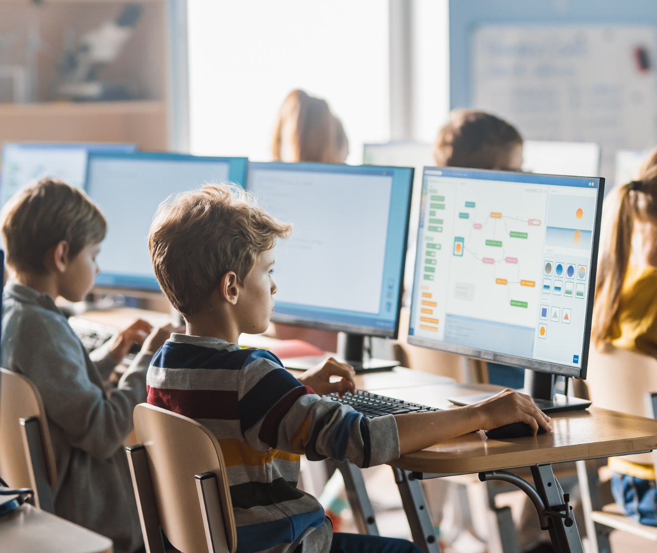 Students at school with computers