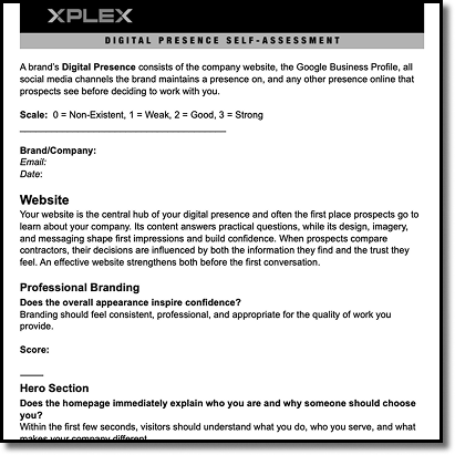 Example of Digital Presence Self-Assessment