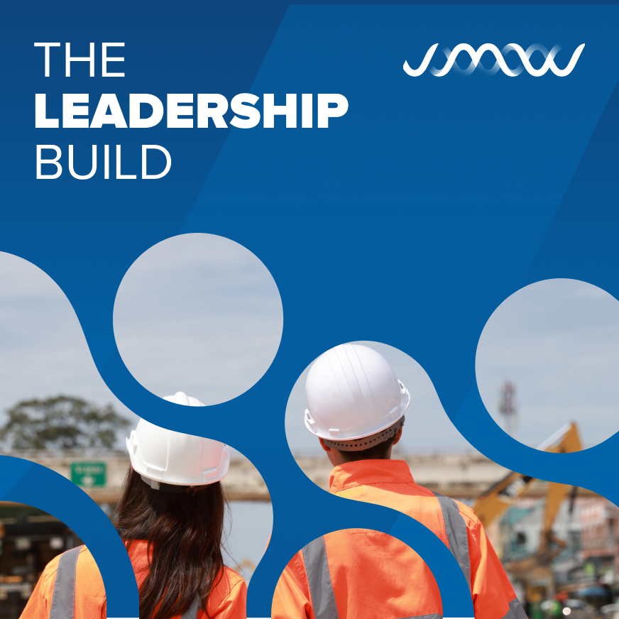 Abstract graphic cover of JMW’s podcast, “The Leadership Build.”