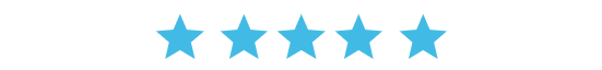 Five blue stars in a horizontal row on a transparent background.