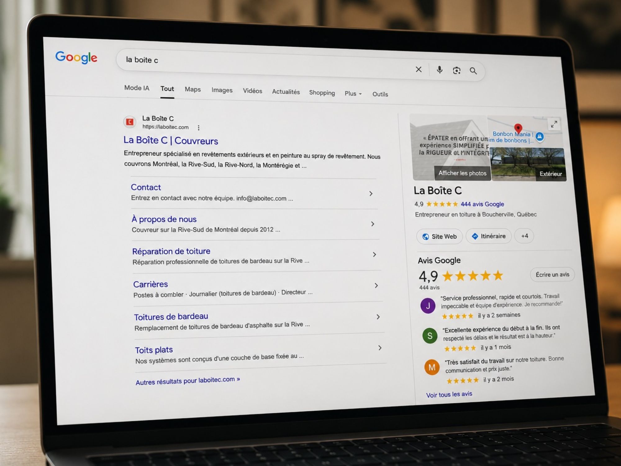 Avis google de La Boîte C