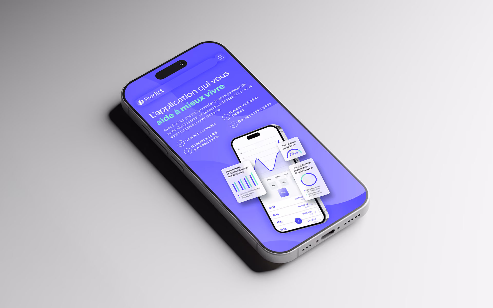 Smartphone affichant une page du site Predict