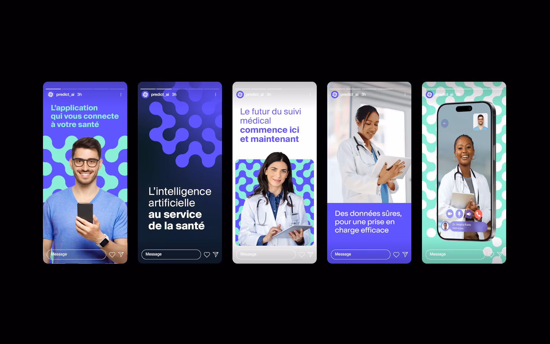 Différentes pages story du compte instagram de Predict
