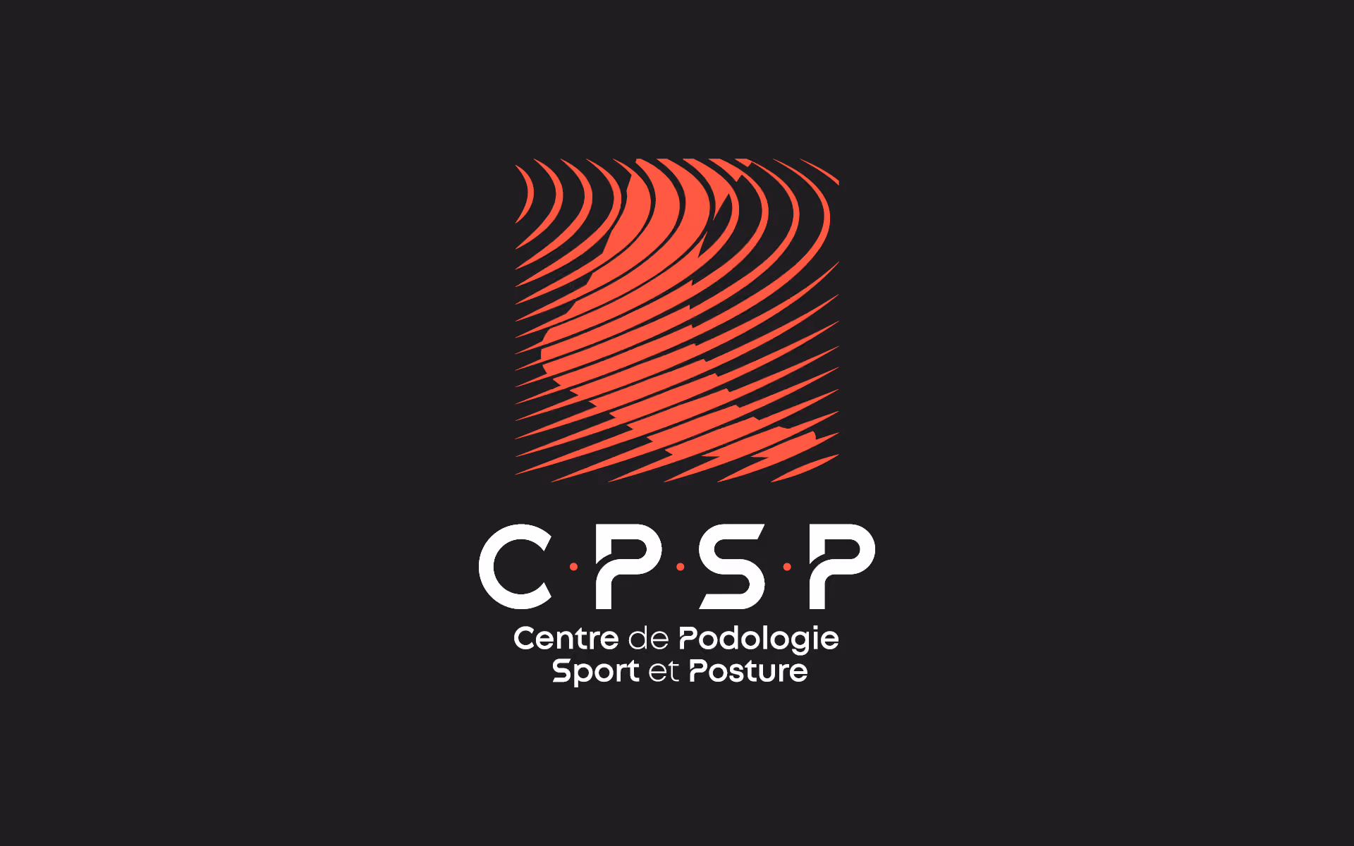 Logo sur fond noir du Centre de Podologie du Sport et Posture