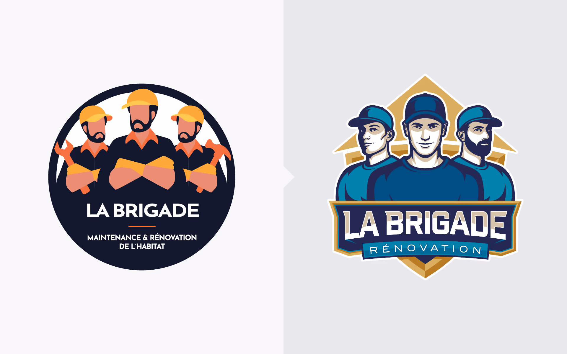 Evolution du logo de La Brigade Renovation, spécialiste de la rénovation résidentielle à La Rochelle.