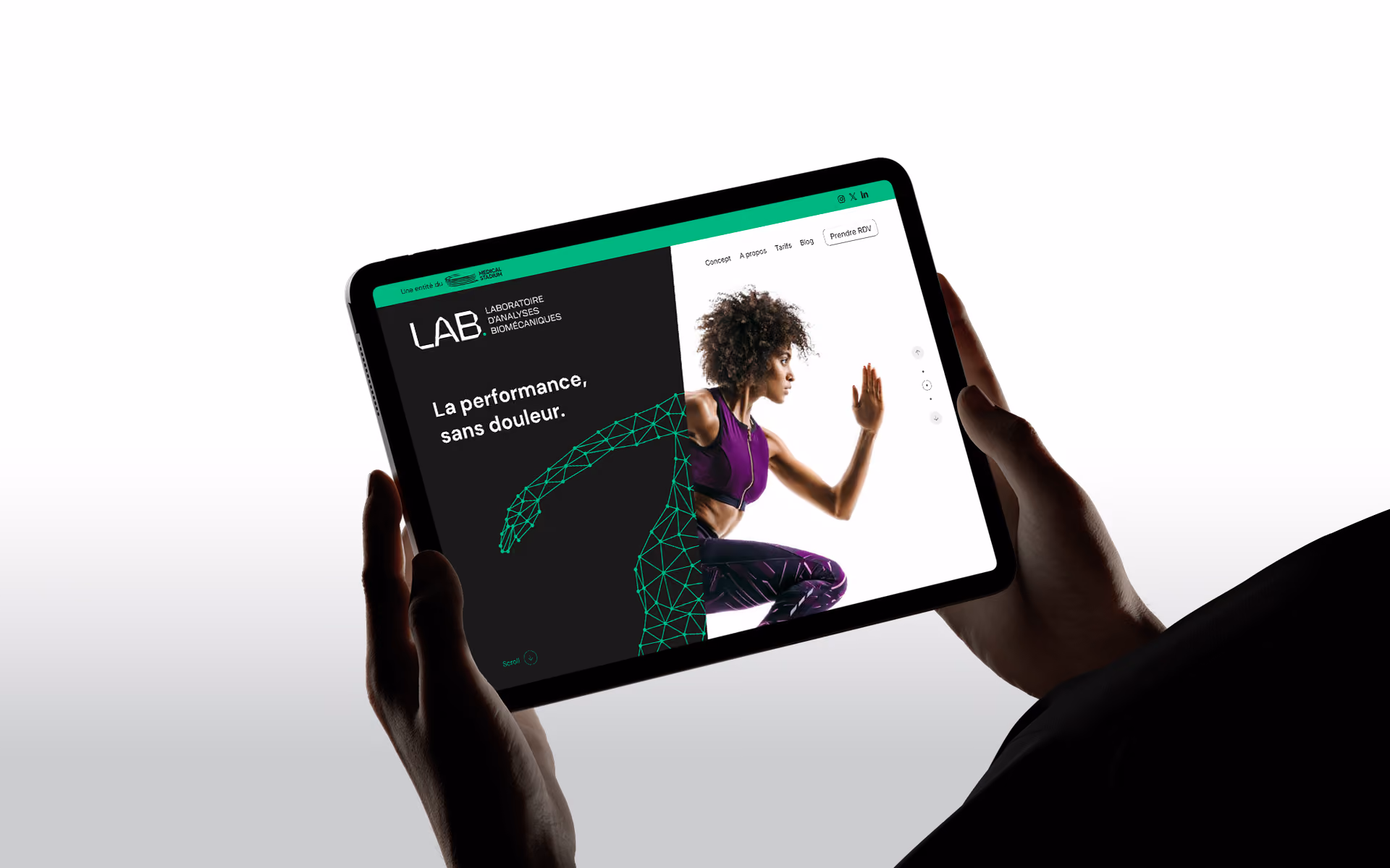 Page d'accueil du site internet du Laboratoire d'Analyses Biomécaniques