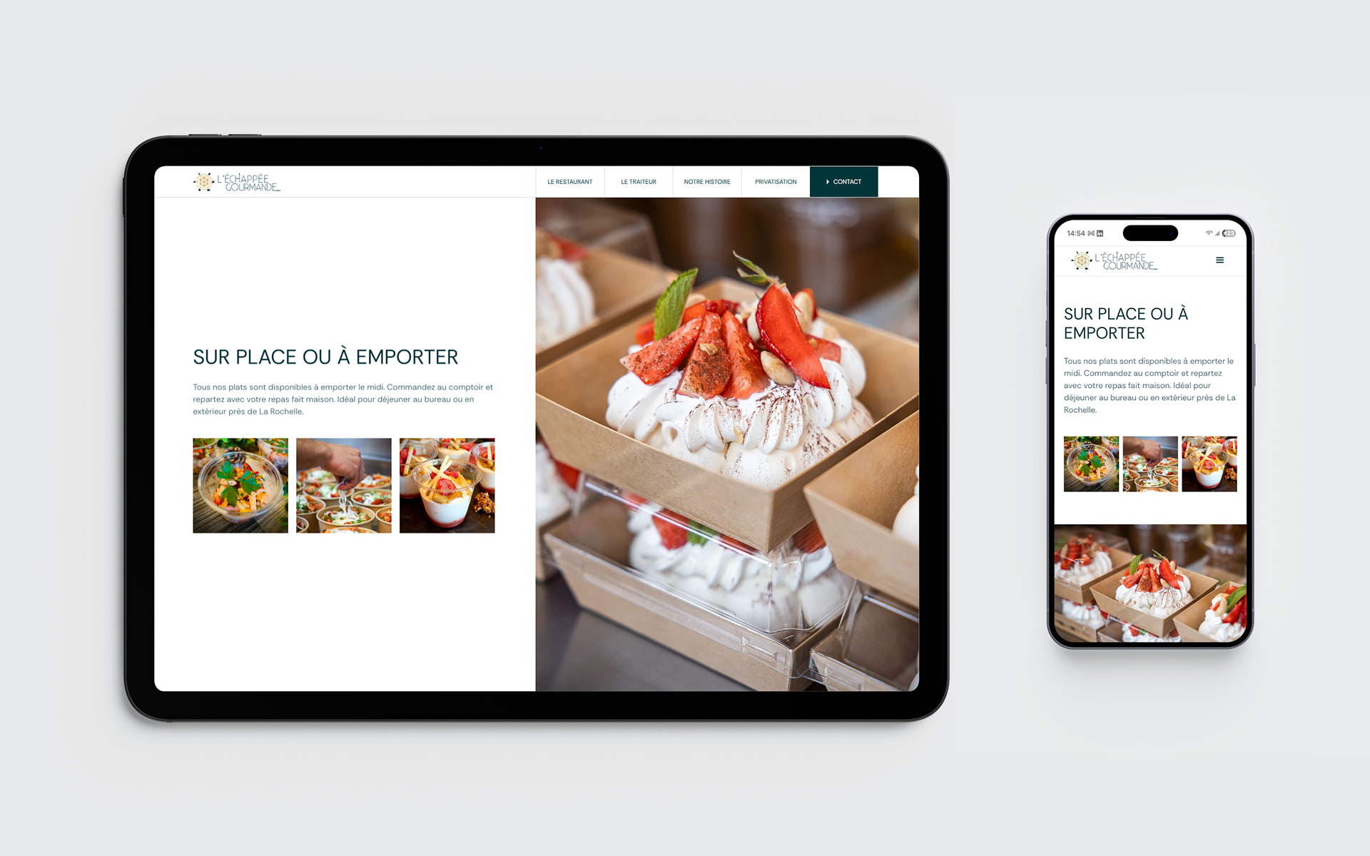Site internet du restaurant l'Echappée Gourmande