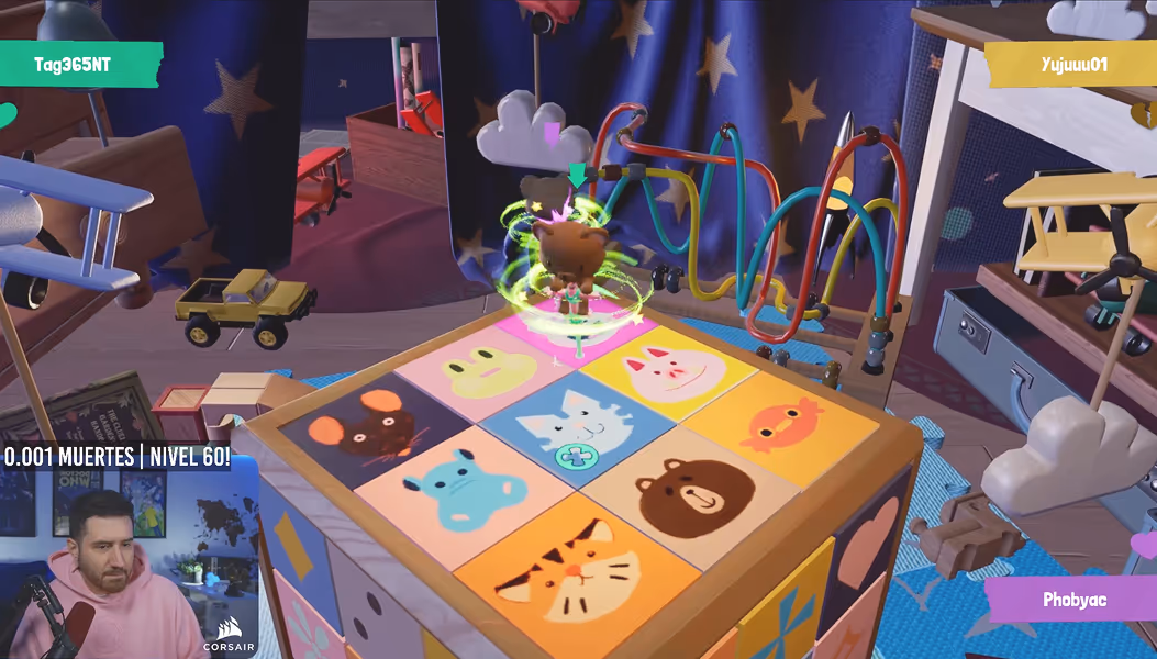 A cat is on a game board with other cats.