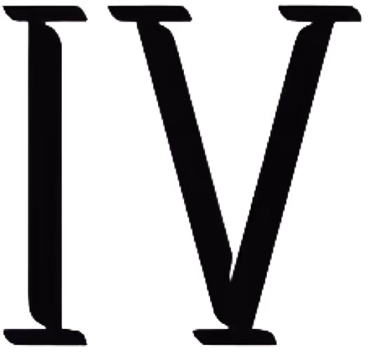 A black and white image of a letter IV.