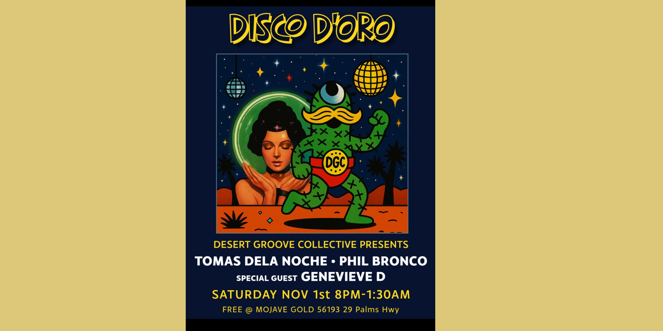 Disco D'Oro with Tomas Dela Noche + Phil Bronco + speical guest Genevieve D