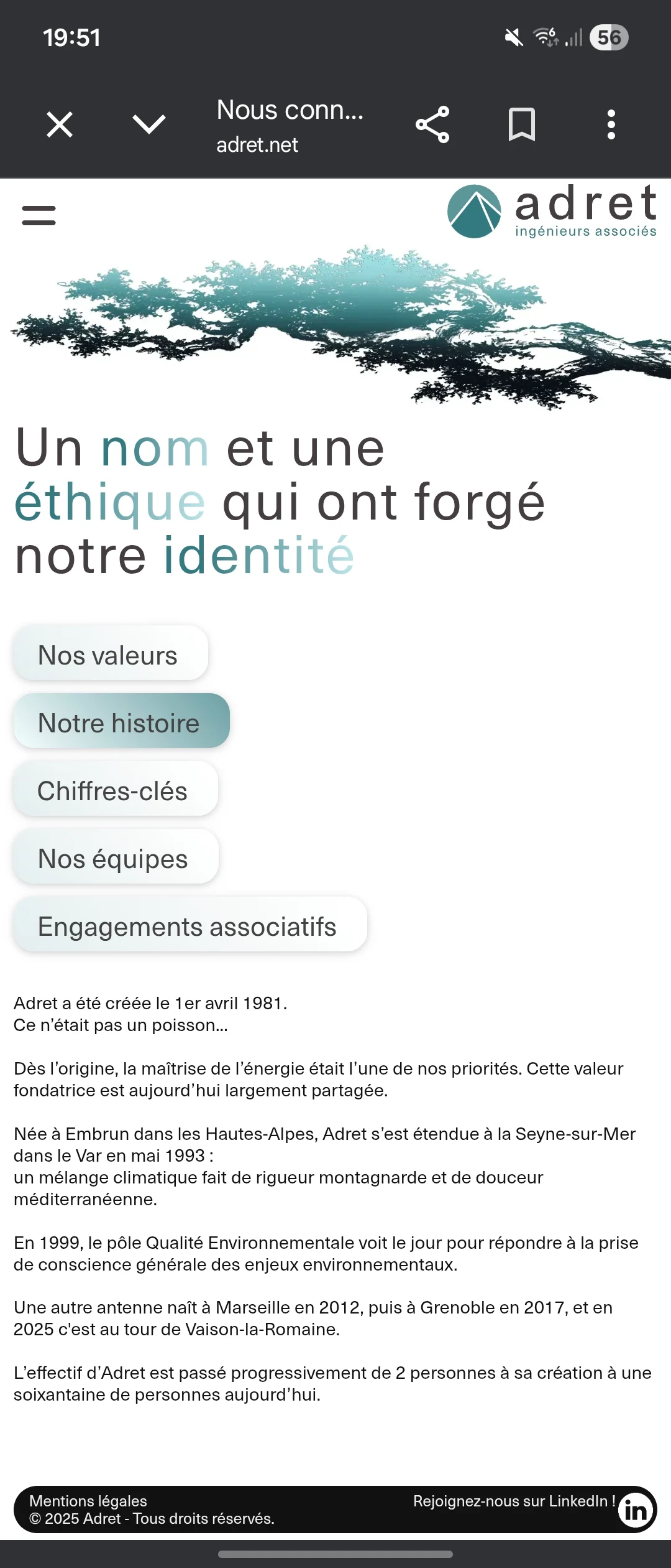 Screenshot of the website Carla made.