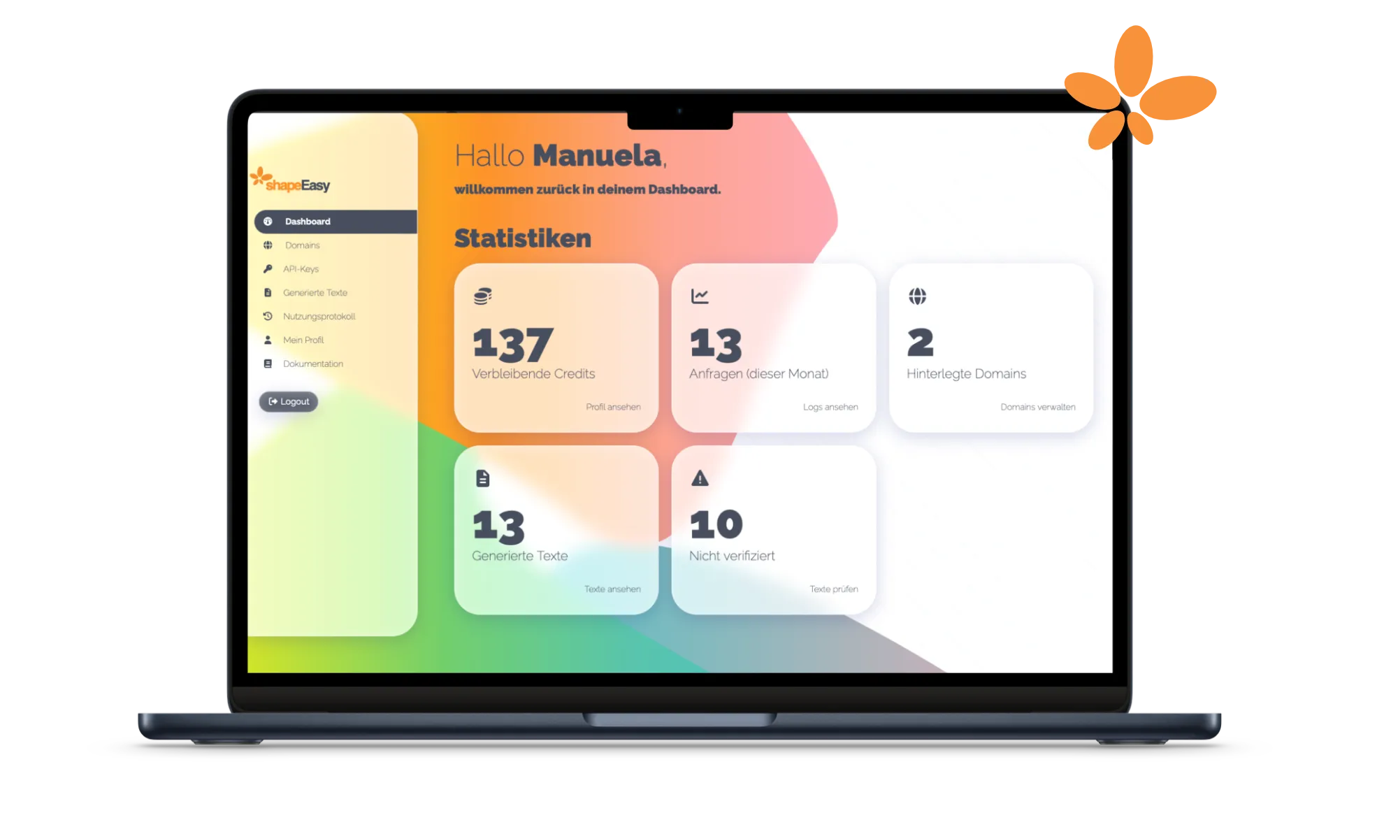 Dashboard - shapeEasy - Leichte Sprache KI-Tool