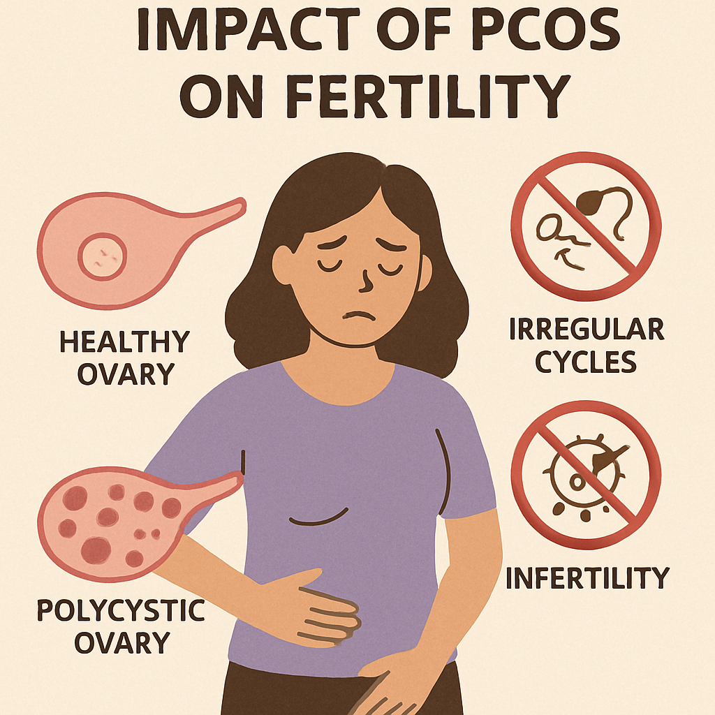 Illustration showing the impact of PCOS on fertility