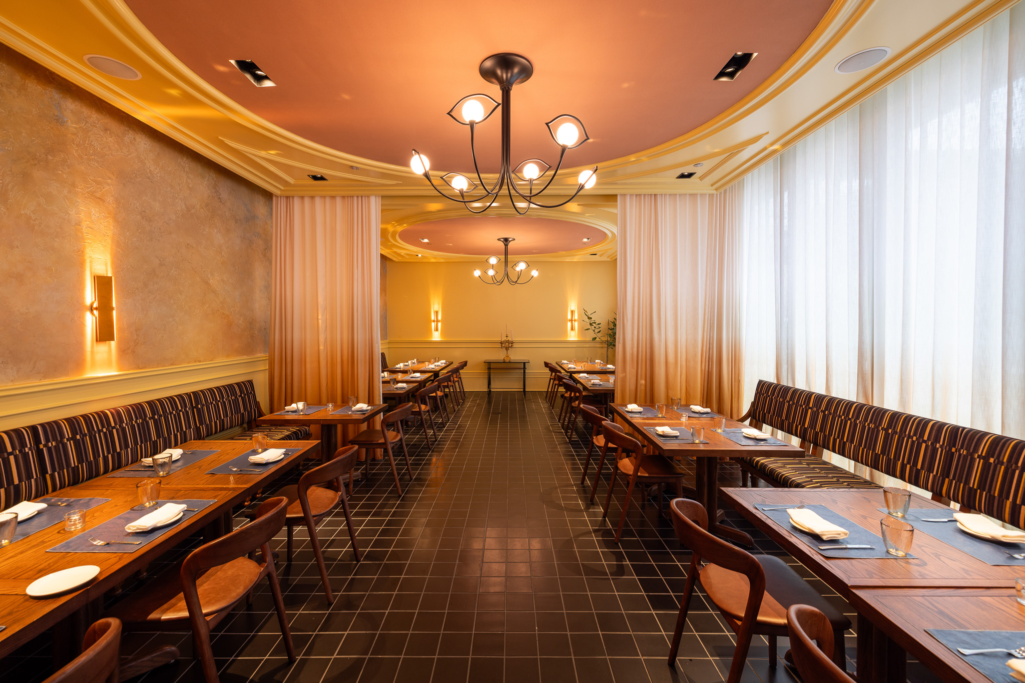 This image shows a dining area of Perseid that is located in The Hotel Saint Augustine and demonstrates the detail that comes from Marchbank developments.