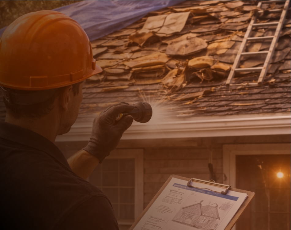 man inspecting a house