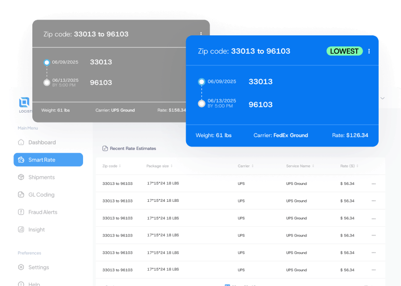 RateIntel Shipment Real Time Pricing UI