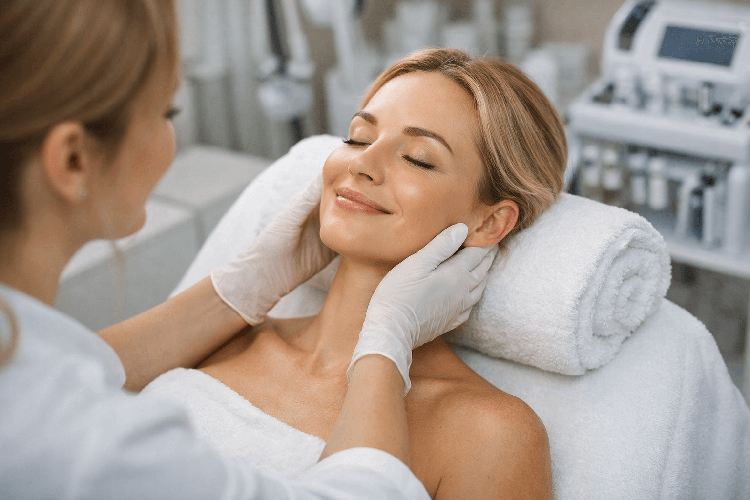 Clinical skin treatment consultation for chemical peels and rosacea care at Shorr Beauty in Newport Beach, CA