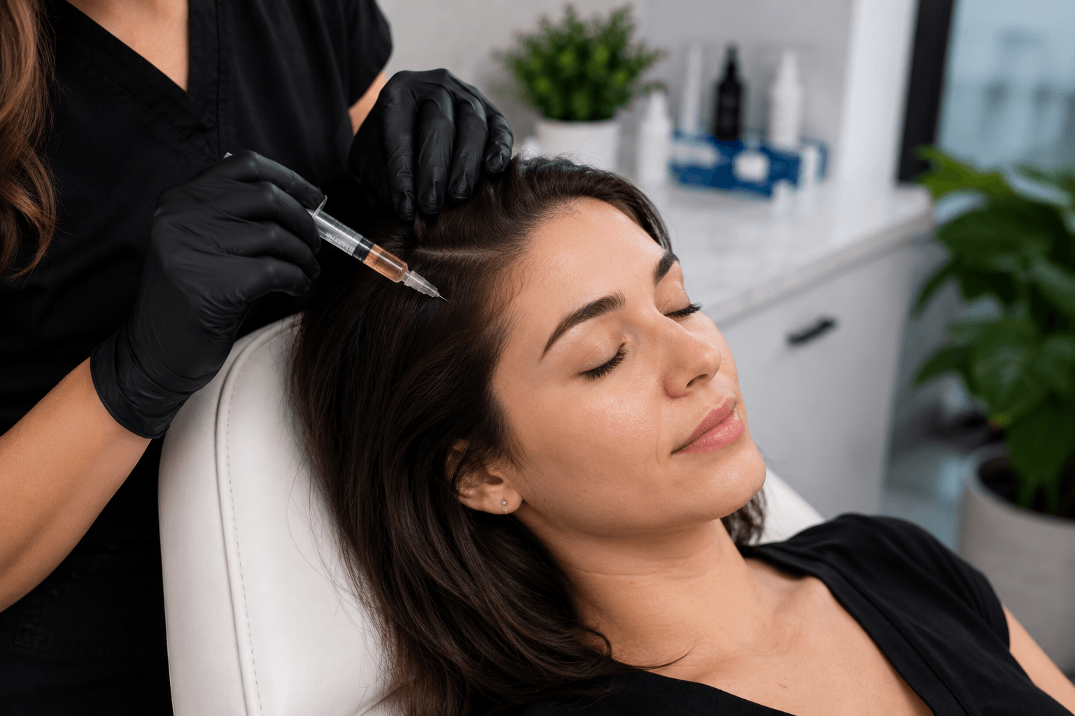 Scalp microchanneling treatment for hair rejuvenation at Costa Mesa med spa
