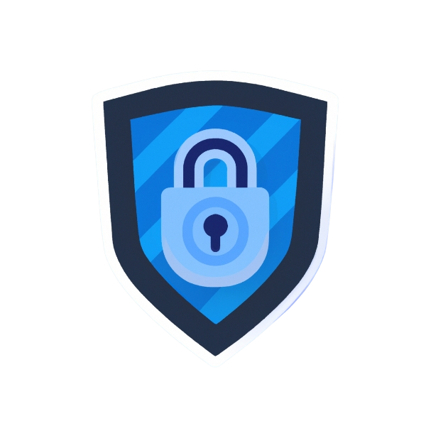Company Logo. A Shield with a Lock inside. 