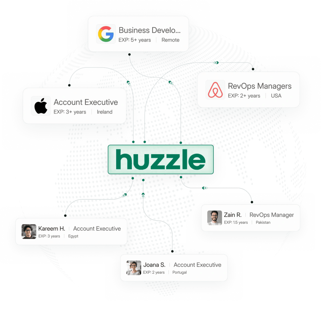 sales talent graph with huzzle logo in center