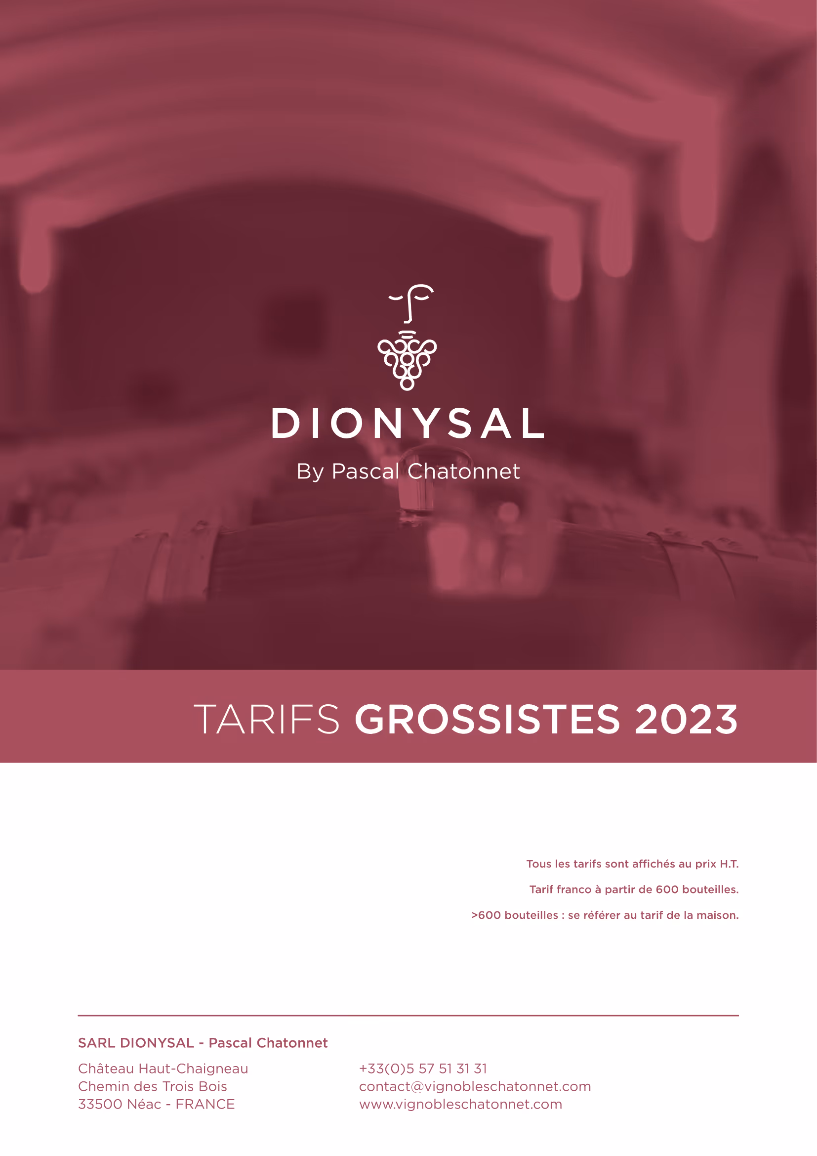 Tarifs de la maison de négoce