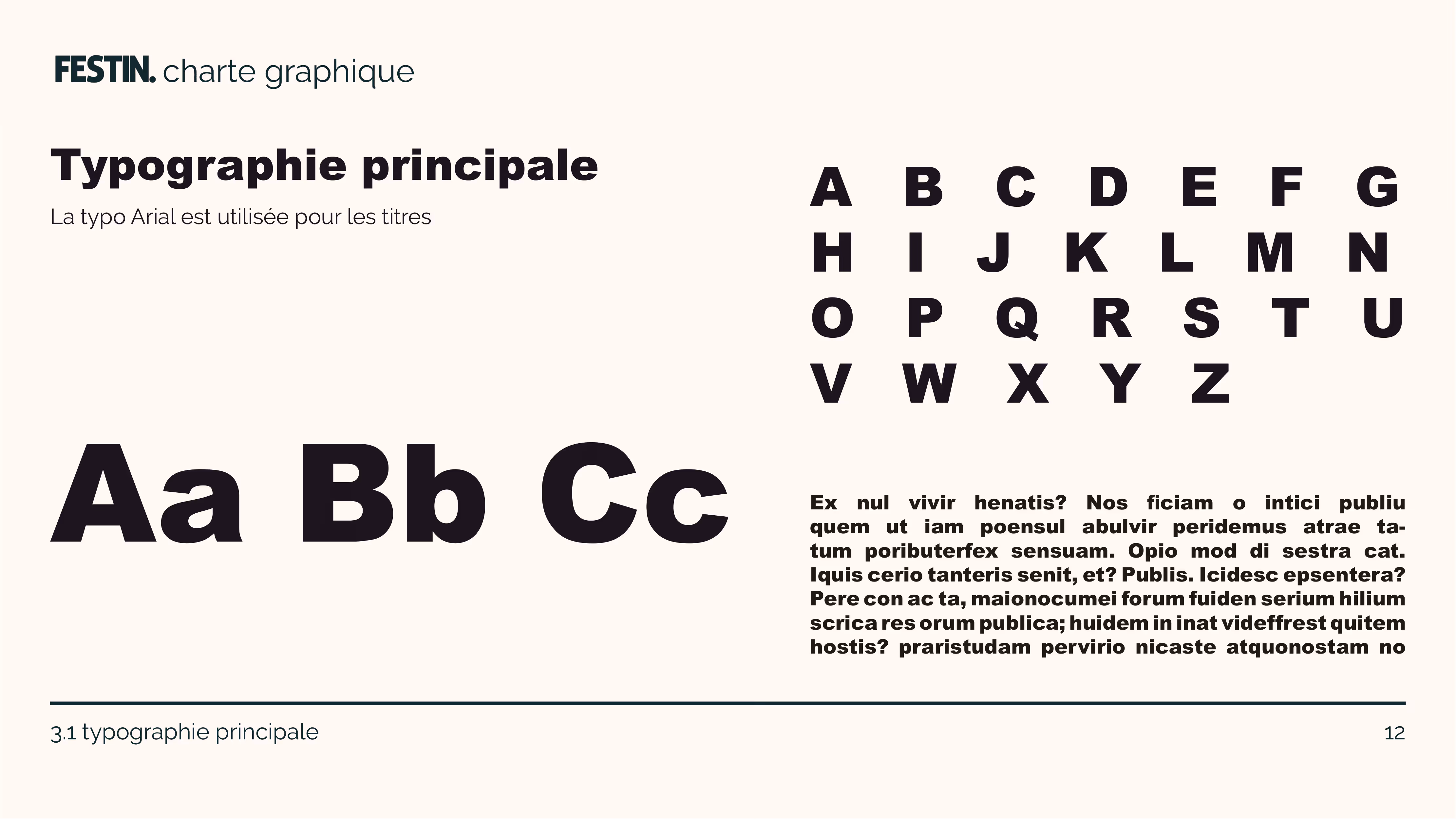 Charte graphique de l'agence Festin