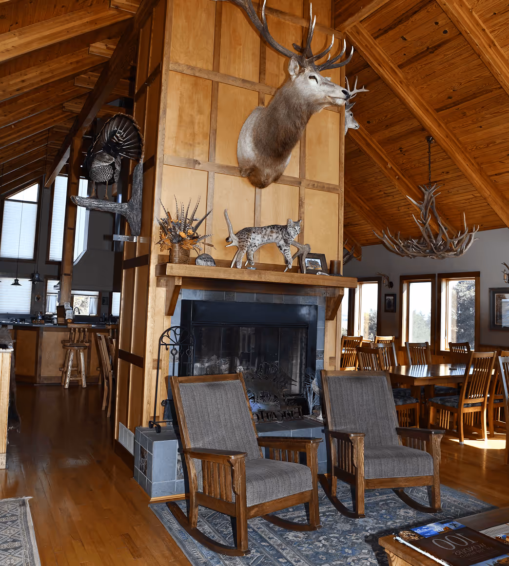 The interior of the lodge at ReWild Ranch.