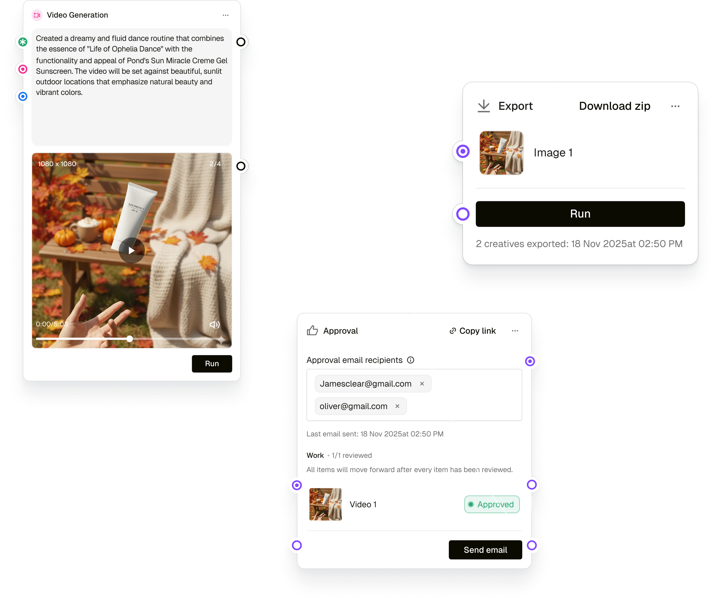 Pencil UI component demonstrating multiple ad variations, personalization, localization