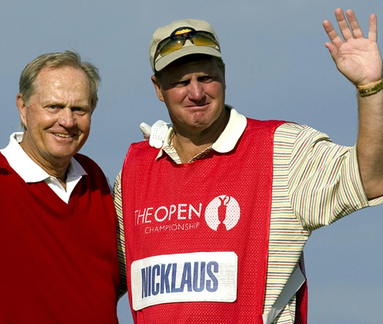 Portrait photo of Steve Nicklaus caddying for his father, Jack Nicklaus
