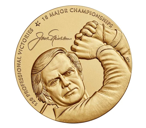 Front face of the Congressional Gold Medal awarded to Jack Nicklaus,