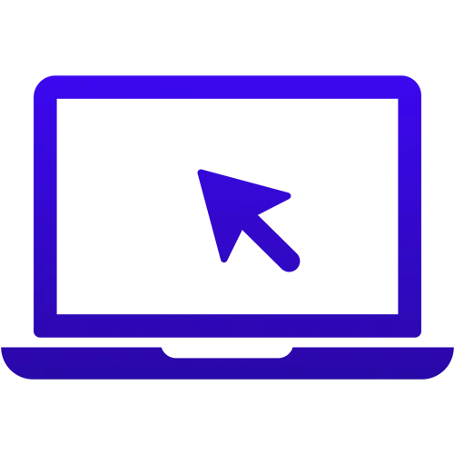 Icône d'ordinateur avec un curseur au centre.