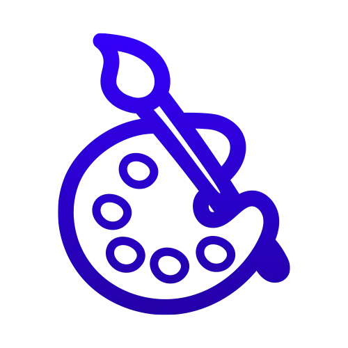 Icône de palette de peinture avec pinceau.