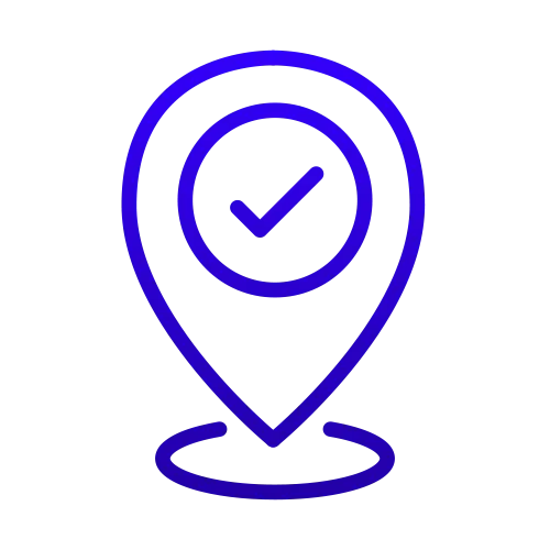 Icône d'un repère de localisation avec une coche à l'intérieur.