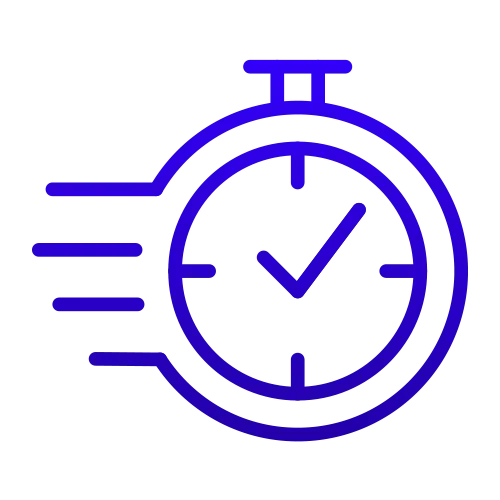 Icône d'un chronomètre avec des lignes indiquant la rapidité.